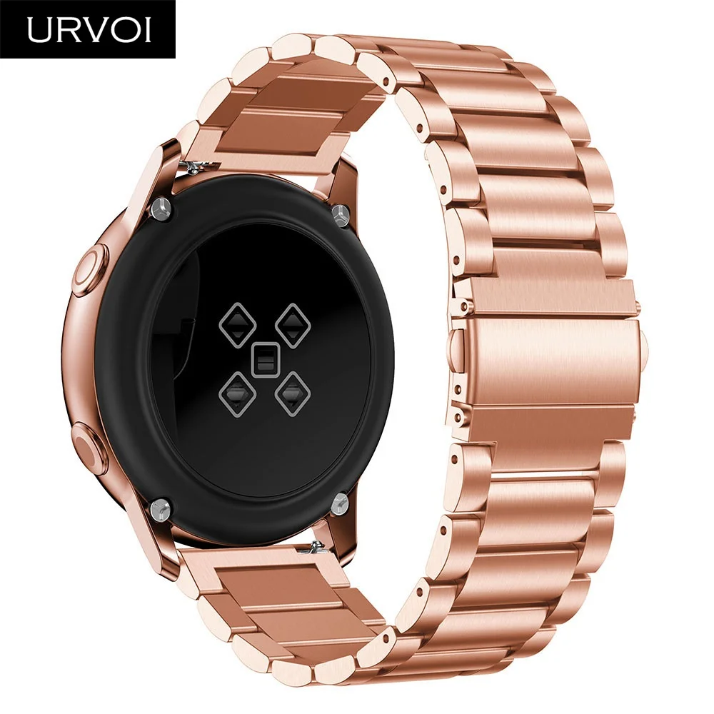 URVOI 3 rows band for Galaxy Watch Active strap stainless steel Fold over clasp quick release durable wrist 4 colors 42 46mm