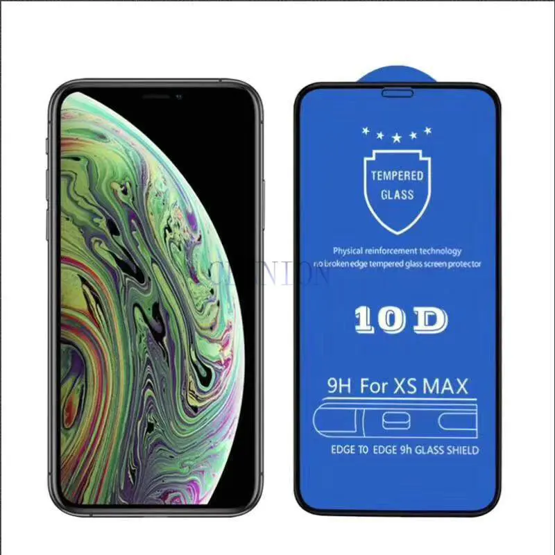 Закаленное стекло с полным покрытием и защитой от царапин 10D для iPhone X XR Xs Max 6s 6 8 7