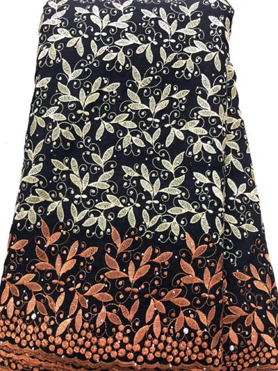 African voile Lace Fabric Swiss Voile With Stones Cotton High Quality 2019 black Fabrics For Wedding ELL3881 | Дом и сад