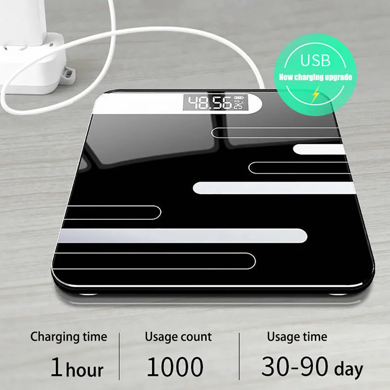 Умные Электронные весы ONEUP стеклянные напольные для ванной комнаты с USB зарядкой