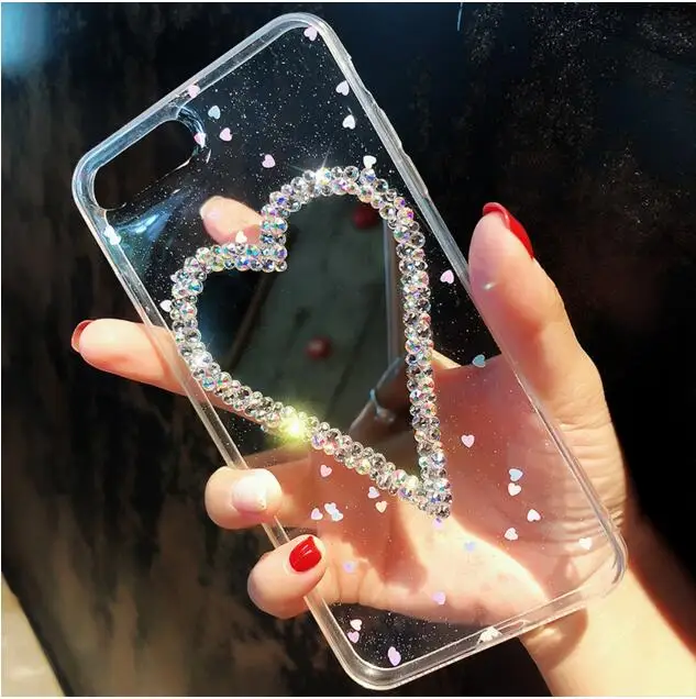 Модный роскошный зеркальный чехол для iPhone Xs max 6 7 8 plus ювелирный Чехол мобильного