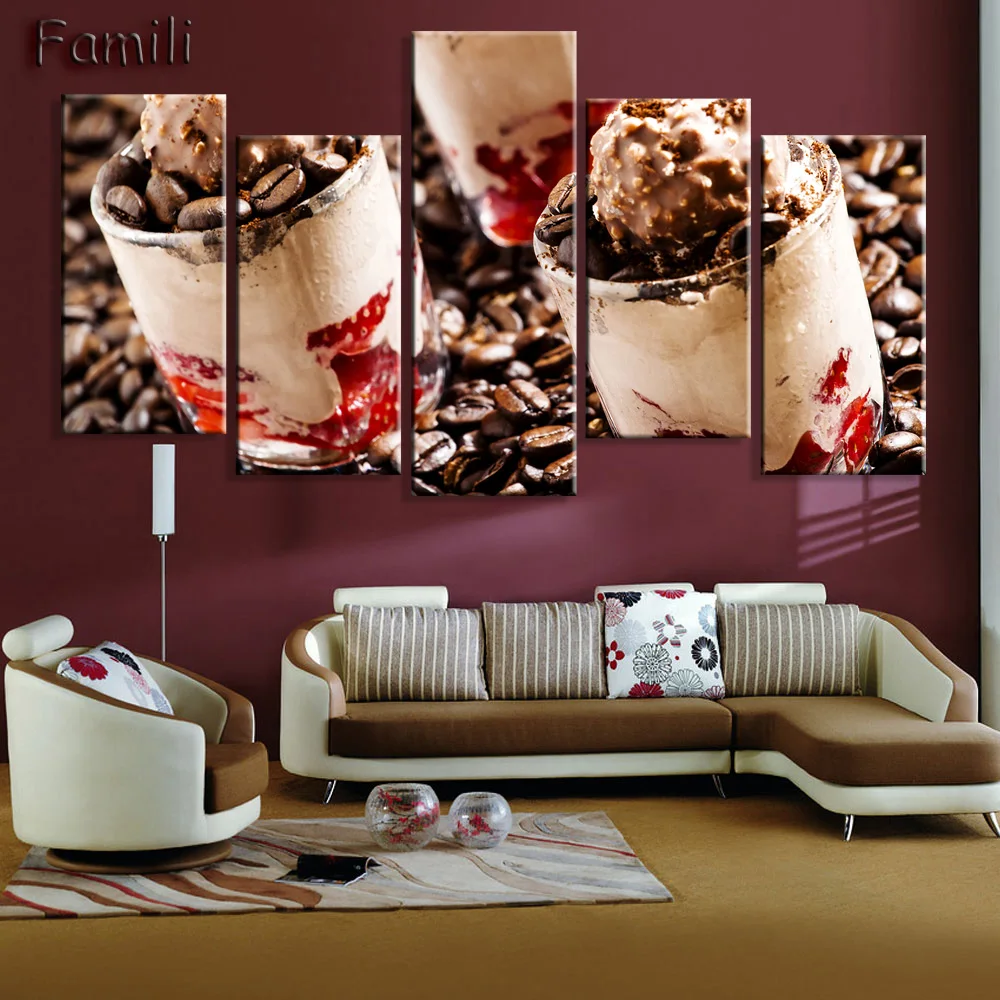 Модульная картина коричневый кофе в чашке настенное искусство холст картины