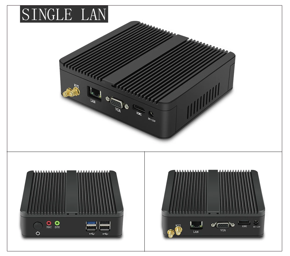 XCY Intel Celeron J1900 Мини ПК Безвентиляторный Windows 10 Linux Двойной гигабитный Ethernet WiFi HDMI VGA RS232 4* USB промышленный микро ПК