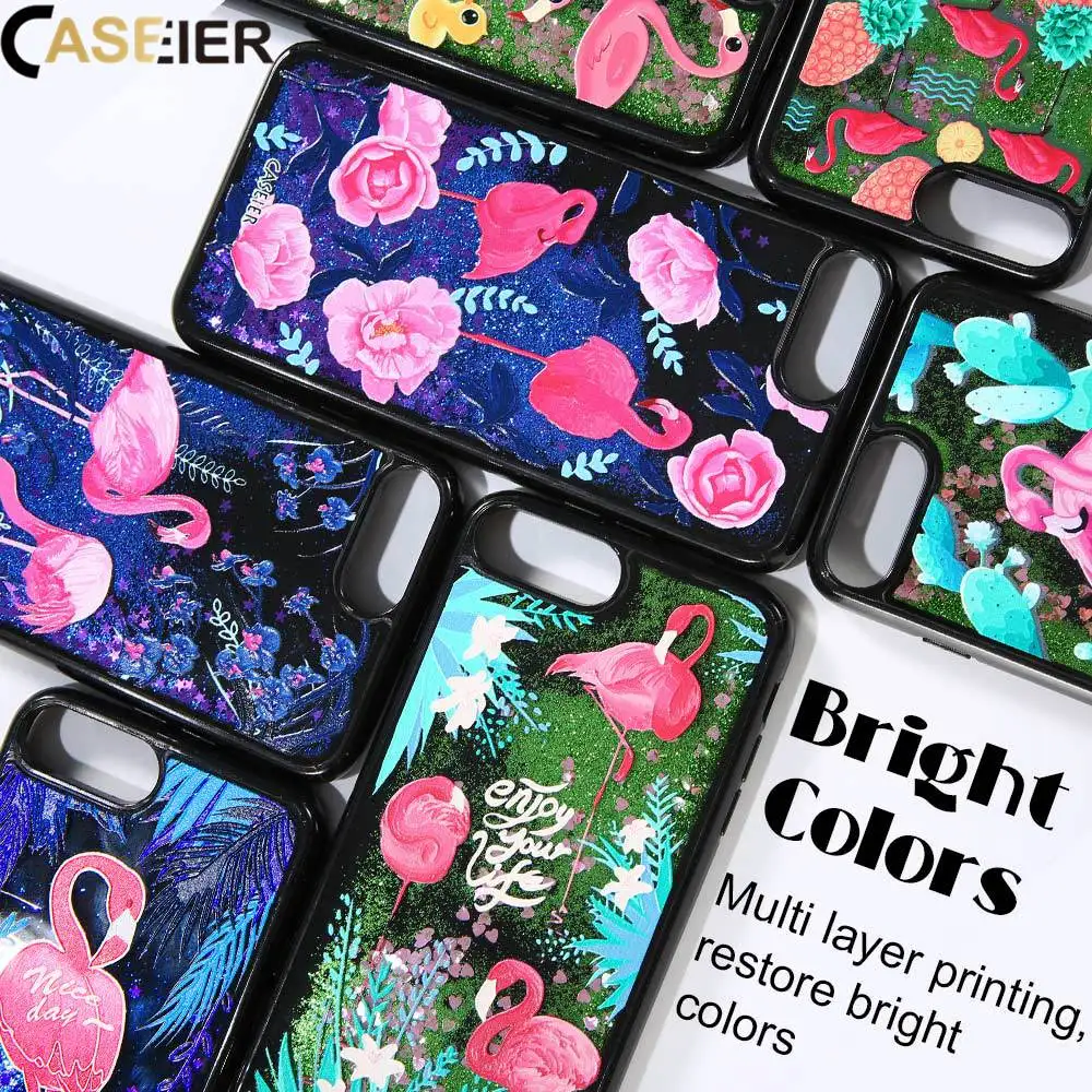 Caseier чехол для телефона iPhone 6 6s 7 8 Plus Жидкий блеск зыбучий песок Чехлы IPhone X 3D рельеф