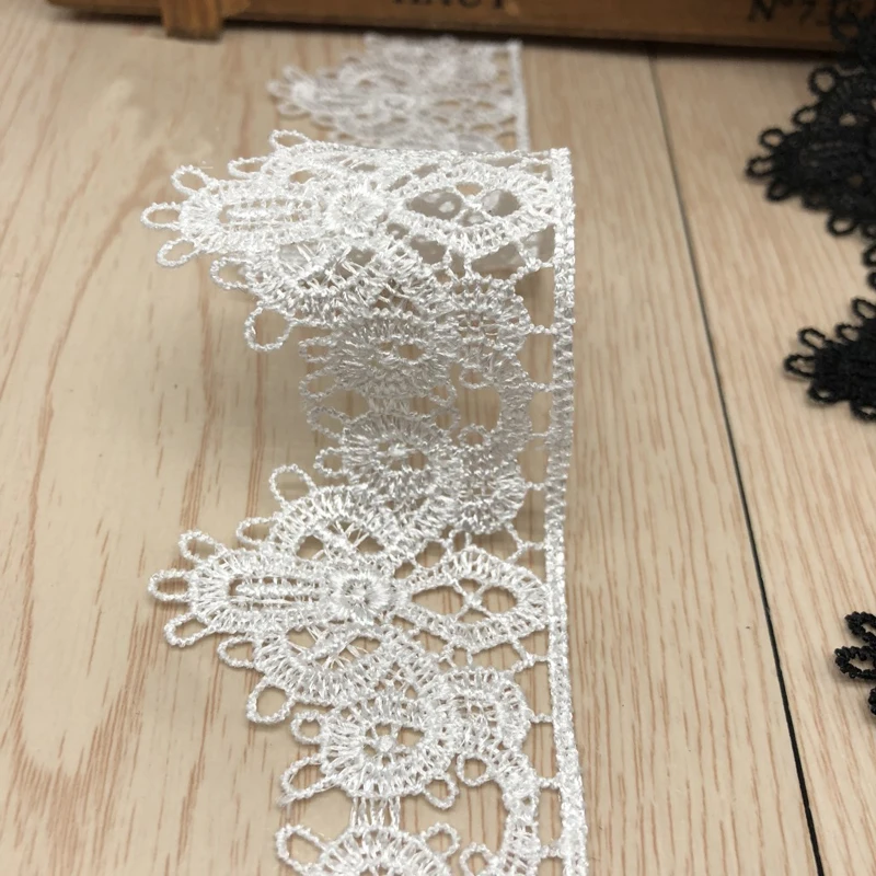 14yards width 4.8cm Black white polyester embroidery water-soluble bar code lace fabric ribbon Clothing dress DIY accessories | Дом и сад