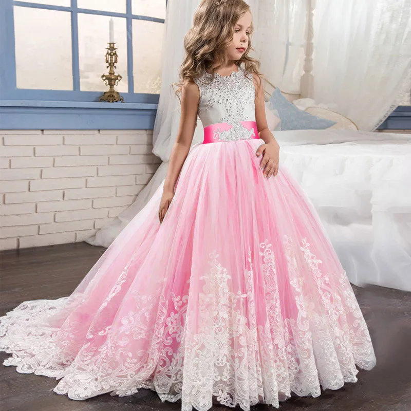 Синие детские платья новая свадебная одежда для девочек платье принцессы