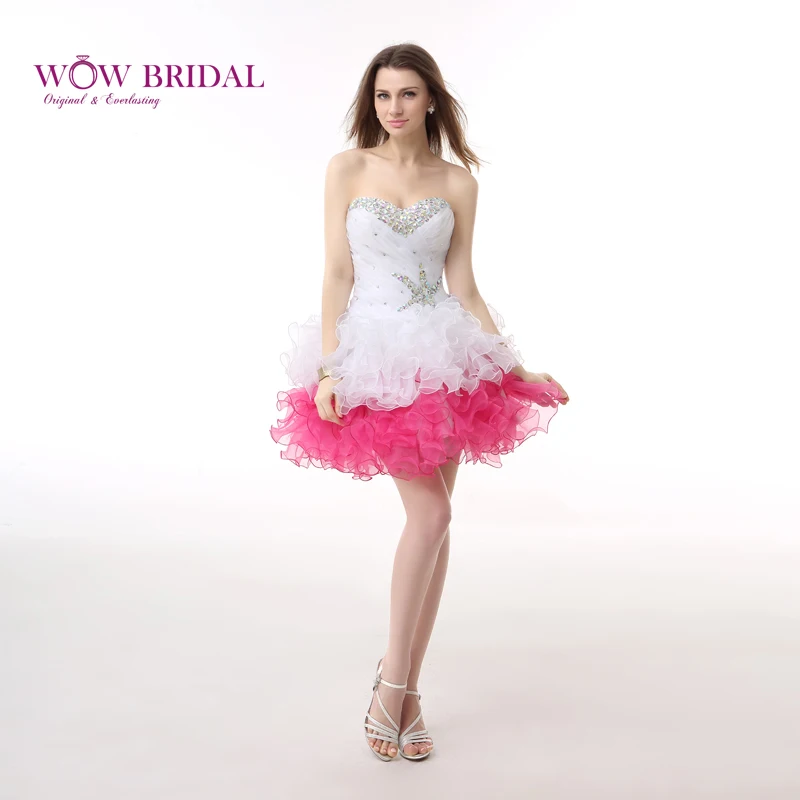 Wowbridal Белые и розовые короткие платья для встречи выпускников новинка 2021 милые