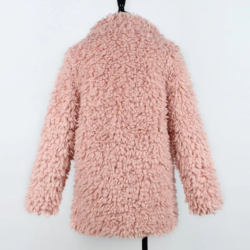 

Women Fluffy Soft Faux Fur Coat Jacket Female Winter Thick Warm Lamb Wool Overcoat Long Sleeve Cardigan Outwear Casaco 6Q2168
