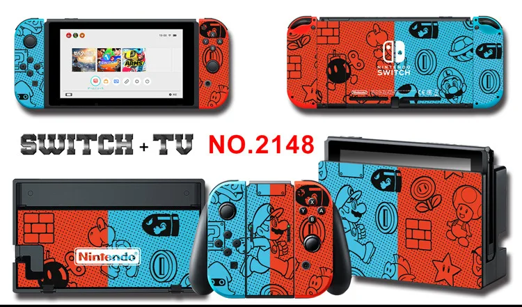 Для nintendo Switch Pain sticker консоль Dock Joy Con полное покрытие цветной бумажной кожи Закаленное стекло протектор экрана от 2000-2305