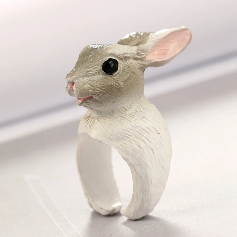 Кольца на палец с милой Свинкой, пандой, собакой, тигром, попугаем, 3D животным, женские кольца, массивные ювелирные изделия Anillos - Цвет основного камня: H