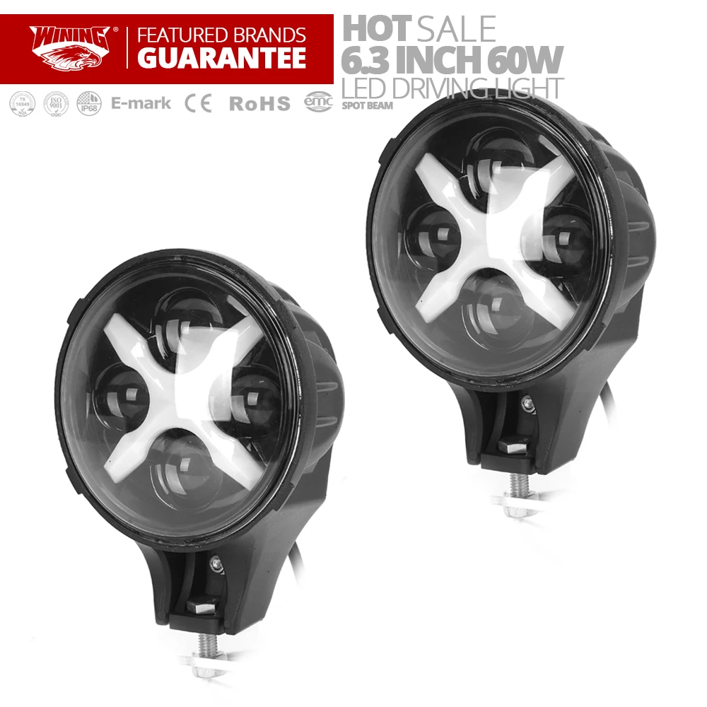 Очень яркий 6 дюймовый светодиодный вспомогательный светильник 60w рабочий s 12/24v с