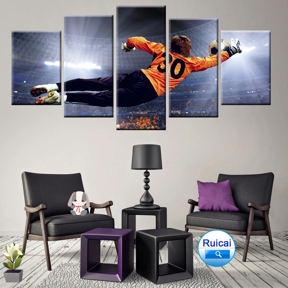 Футбольный художественный постер картина Картина 5 панель HD печать для семьи