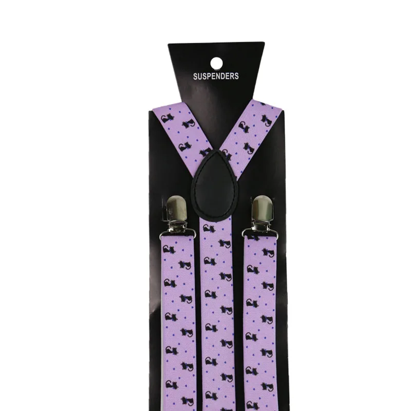 Winfox Fashion 2.5cm Wide Animal Print Cat Braces Suspenders Men Women Clip on Adjustable Clothes Pants | Аксессуары для одежды