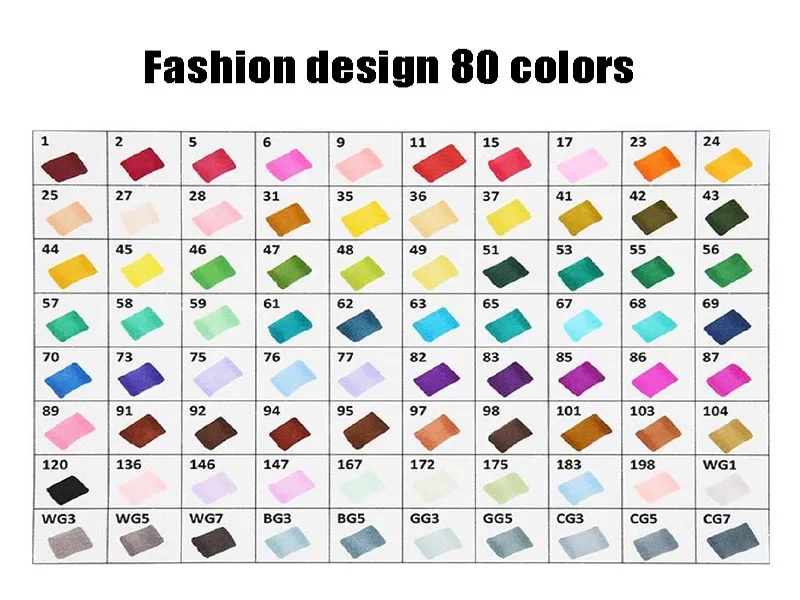 80 Fashion design Художественный маркер 30/40/60/80/168 Цвета на спиртовой основе Ручки Маркеры двойная головка эскиз маркеры кисточки ручка для рисования манга дизайн товары для рукоделия - Цвет: 80 Fashion design
