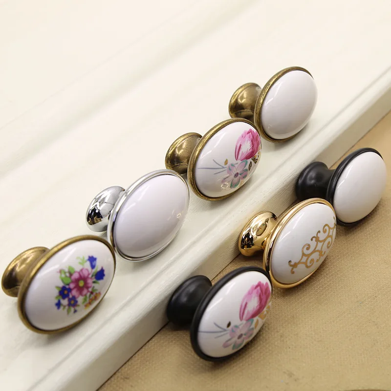 1 шт. ручка шкафа двери декоративные керамические ручки и тяги овальная форма