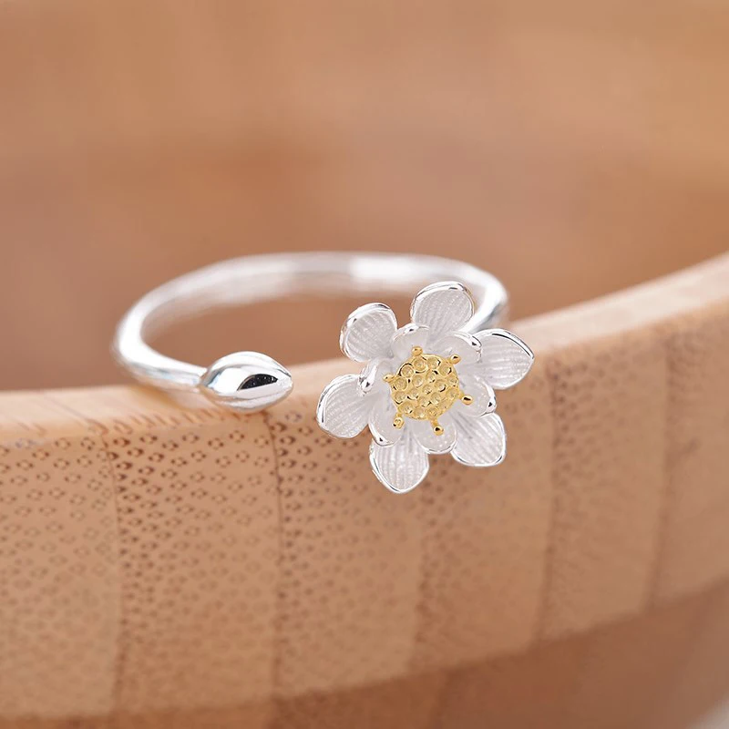 XIYANIKE 925 Sterling Silver Personality Flower Rings Creative Opening Adjustable Ring For Women Vintage Jewelry Gifts VRS2419 | Украшения