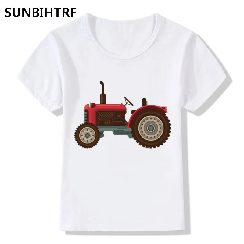 Детская модная забавная Футболка с принтом Трактор и растительным дизайном