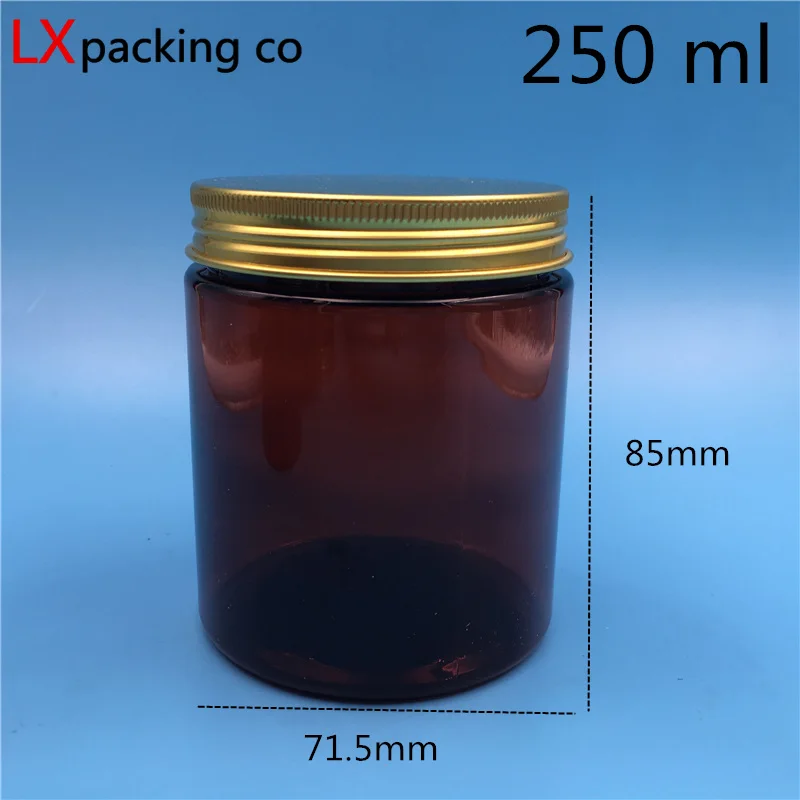 250 ml gold cover 30 шт 50 80 100 150 200 250 мл пластиковая коричневая пустая упаковка баночка бронзовая алюминиевая крышка контейнер для крема бутылки - Цвет: 250 ml gold cover