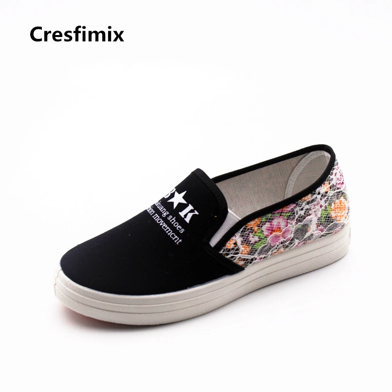 Женские повседневные холщовые туфли Cresfimix высокого качества на плоской подошве