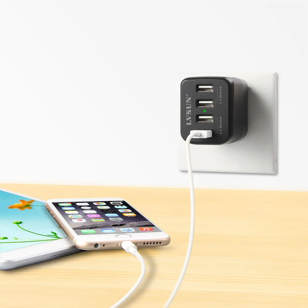 UDOLI 24 Вт 5 в 2 4 А 4-портовый USB адаптер питания мобильный телефон дорожное настенное