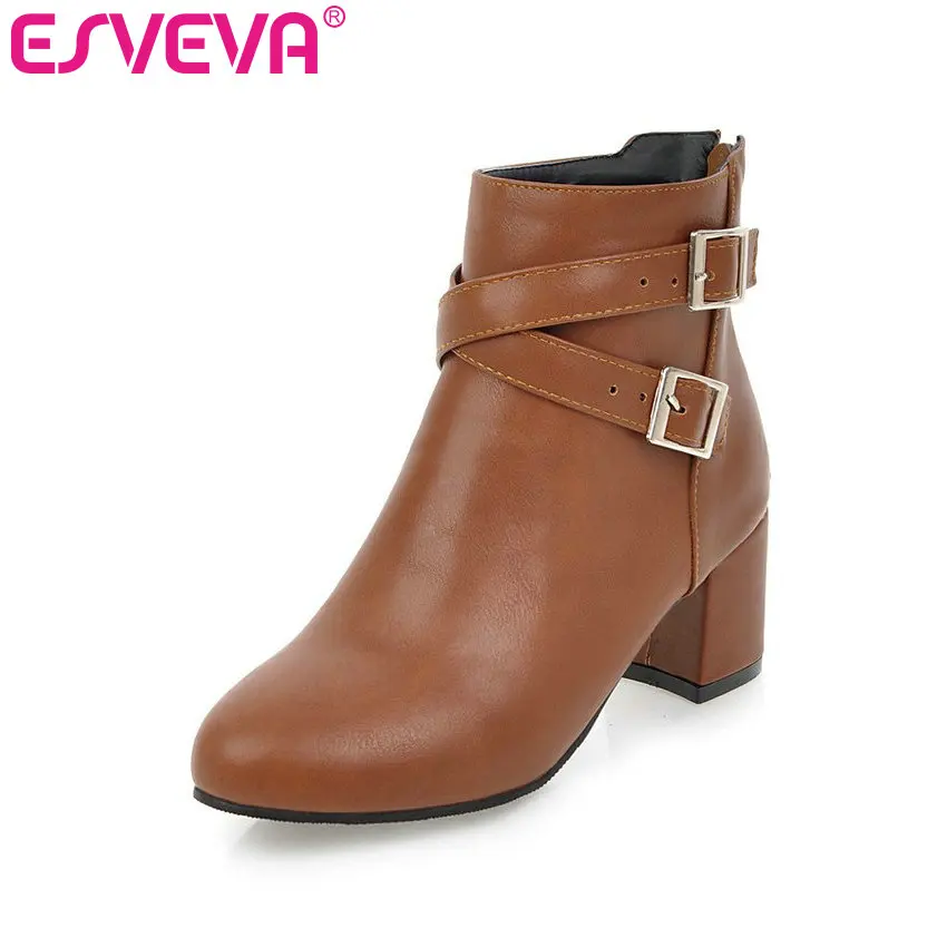 Женские ботинки ESVEVA осенние из искусственной кожи и ПУ на молнии с острым носком