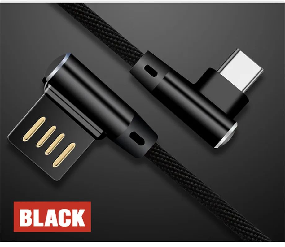 3A usb type C mi cro 90 градусов кабель для samsung Galaxy S10 S9 Plus HuaWei Xiaomi mi 8 6 type C 3 USB C кабель передачи данных для быстрой зарядки