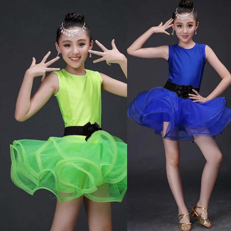 Для девочек латинские танцы Танцы платье Детская бальная танцевальная одежда