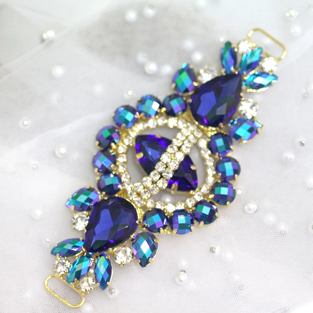 Цветные стразы аппликация с пряжкой conncetor золотистое/серебристое основание пояс