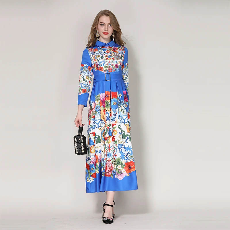 Весна 2018 Для женщин принт в богемном стиле длинное платье элегантный лоскутное