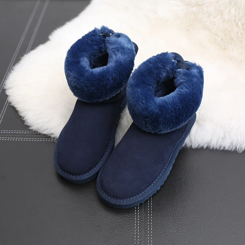 Dark Blue Careaymade-корейские зимние ботинки с бантиком г. Новые женские короткие студенческие ботинки с милыми булочками ботинки и обувь из хлопка - Цвет: Dark Blue