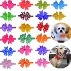 Галстук-бабочка для домашних питомцев, однотонная лента в горошек, 100 шт.лот, аксессуары для груминга собак, кошек, щенков