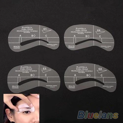 4pcs/set Styles Grooming Stencil Kit Make Up MakeUp Shaping DIY Beauty Eyebrow Template Stencils Tools Accessories 02IG 2O4P | Красота и