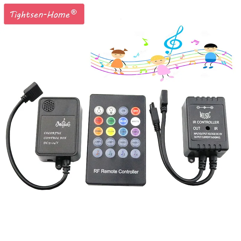 RGB LED музыкальный контроллер 20Key IR RF удаленный звук голосовой датчик USB для