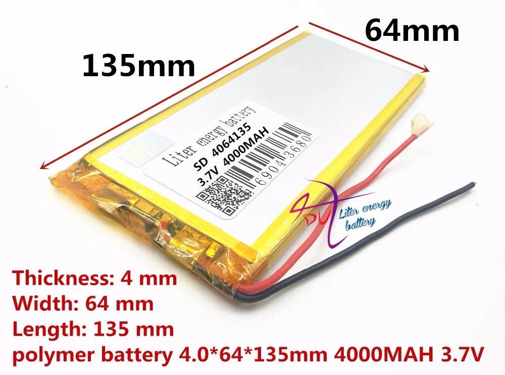 

High quality 1PCS free shipping Tablet PC Tablet PC battery 4064135 3.7v 4000AMH polymer battery battery capacity battery