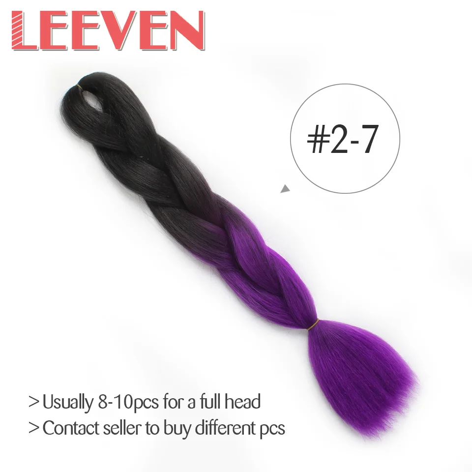 Leeven Jumbo косички Омбре крючком косички волосы синтетические косички волос 24 ''волокно бордовый черный розовый крючком Расширение волос - Цвет: 4/30HL