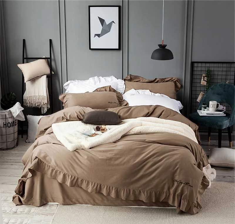 Зимний уплотненный однотонный пододеяльник набор одеяла простыня наволочка 4 шт