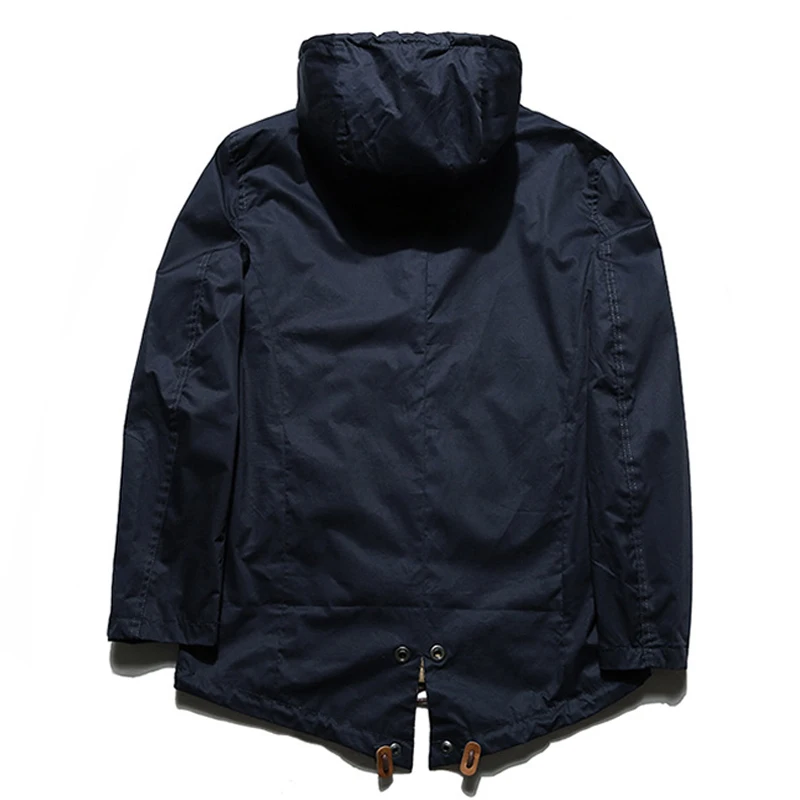 Мужская хлопковая куртка осенняя темно синяя с карманами на кнопках милитари Hombre
