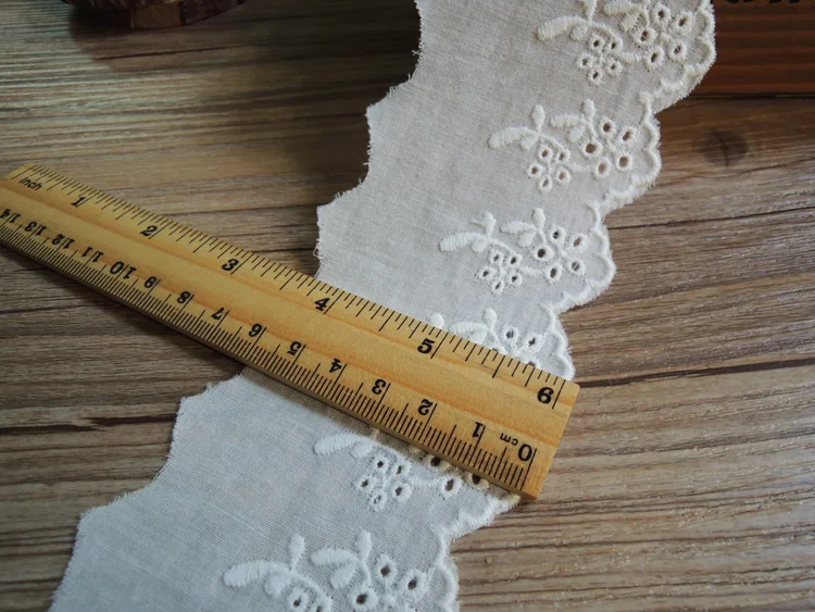 cotton fabric cut out embroidery wave edge lace 6cm clothes accessory home textile table curtain trim headwear ribbon retro DIY | Дом и сад