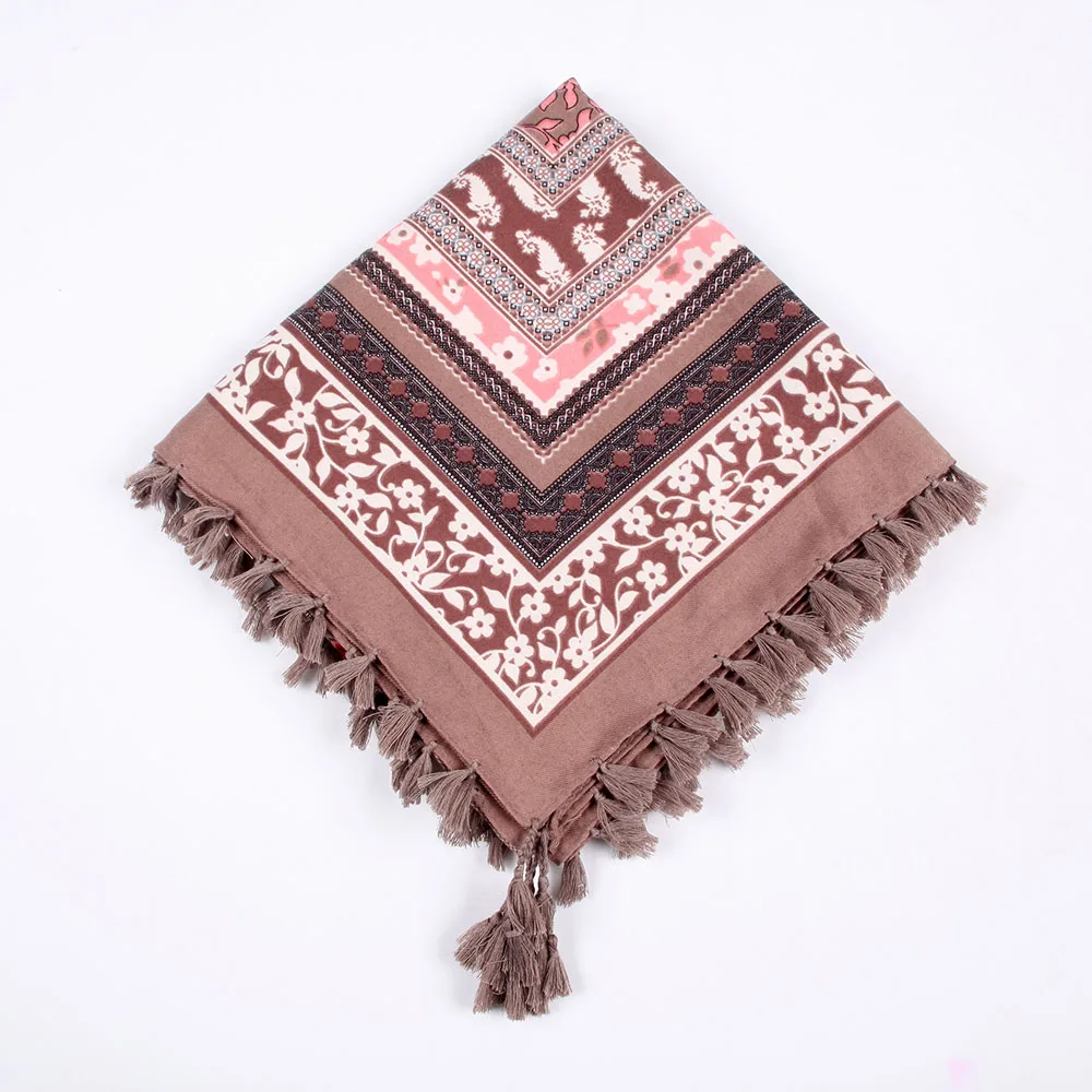 Новый шарф для Для женщин площадь кисточкой женские шарфы хлопка шаль Принт