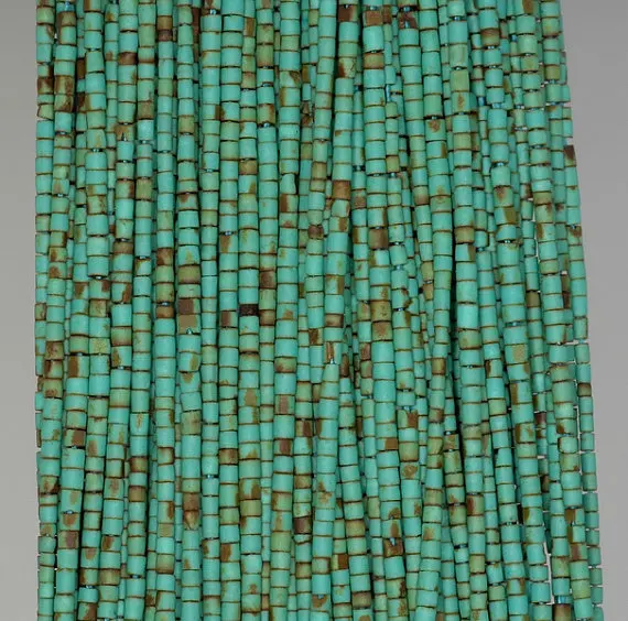 2 мм Бирюзовый драгоценный камень зеленый коричневый круглые трубки Heishi