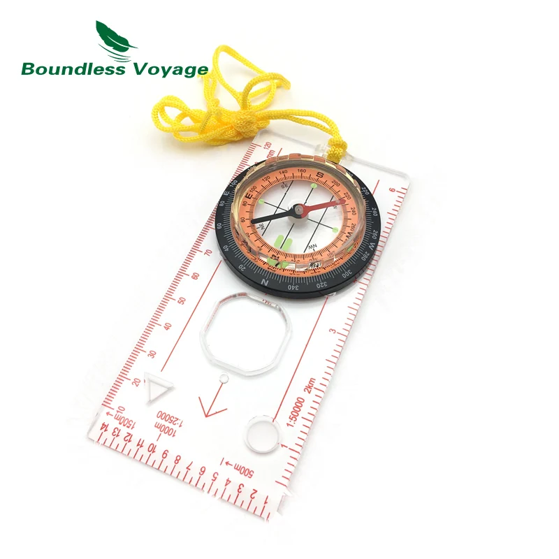 

Boundless Voyage Outdoor Survival Map Scale Compass Waterproof Directional Cross-country Luminous Compass with Ruler