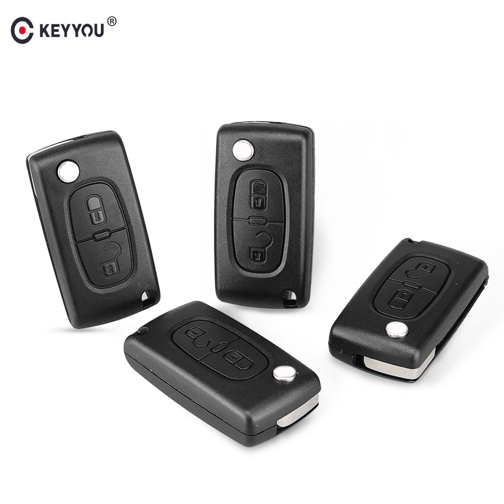 KEYYOU 2 кнопки дистанционного ключа оболочки флип Floding Автомобильный Брелок чехол для peugeot 107 207 307 307S 308 407 607 2BT Брелок чехол