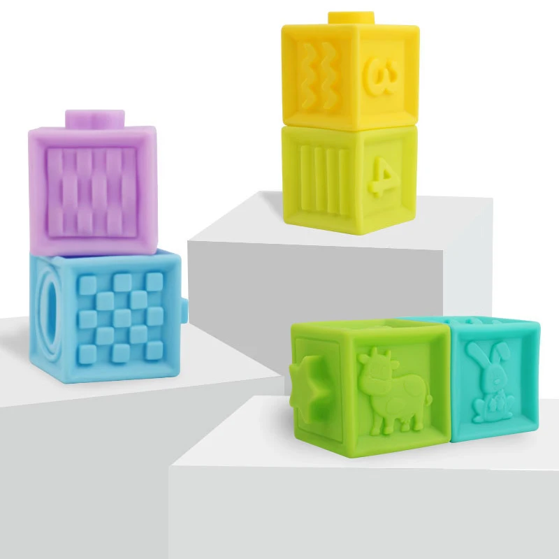 10 шт./компл. Детские хватать игрушки строительные блоки 3D сенсорный экран руки и пушистыми помпонами для малышей массажные с резиновым покрытием Прорезыватели для зубов резиновые игрушки для ванной мяч надувные игрушки