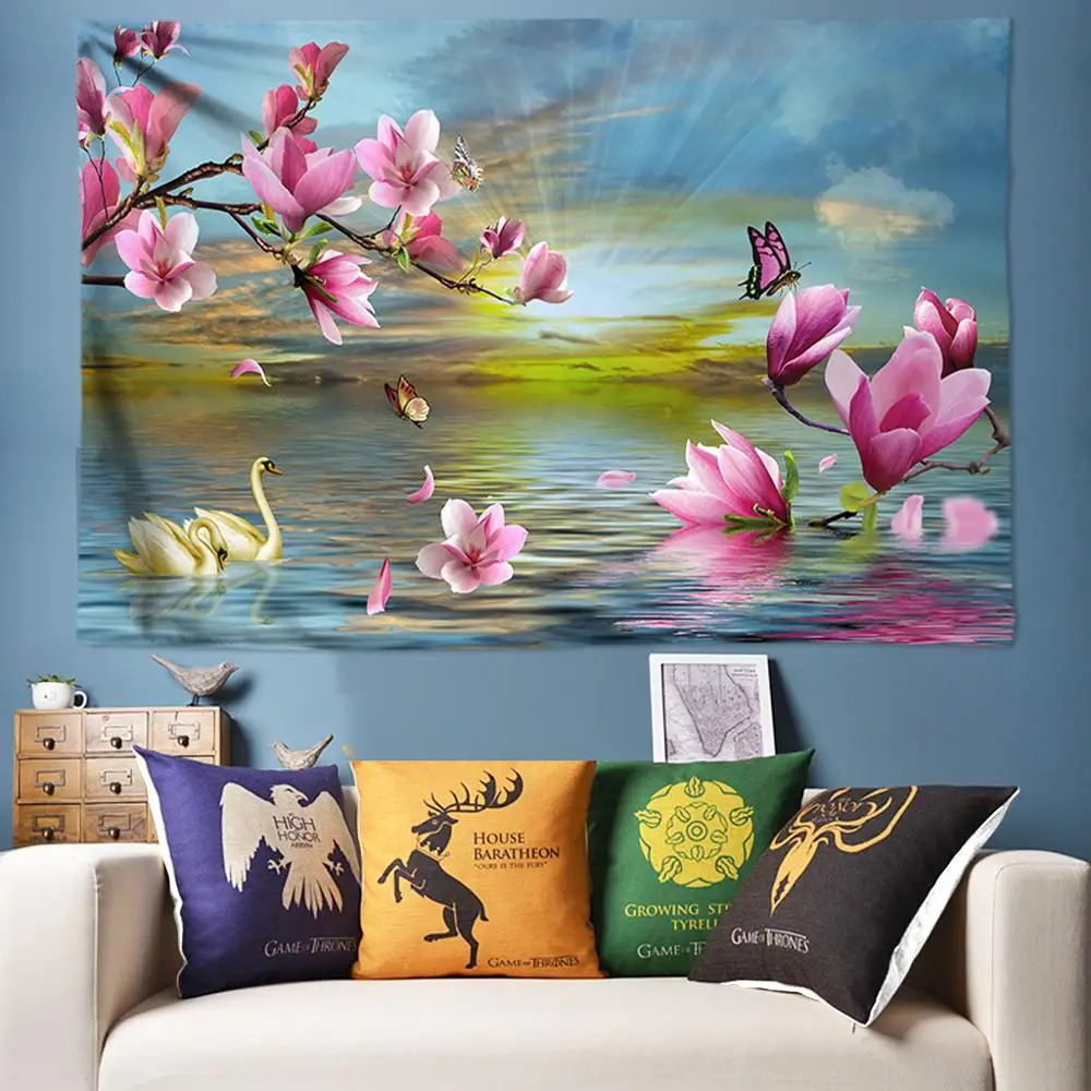 

Pink Peach Flower Decoration Wall Tapestry Bohemia Tapestry Wall Hanging Mandala Hippie Tapestry Psychedelic Wall Fabric Large