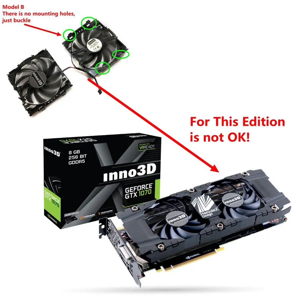 Вентилятор Охлаждения видеокарты 2 шт./компл. CF12915S InnoVISION GTX1060 GPU VGA для INNO3D GEFORCE GTX 1060