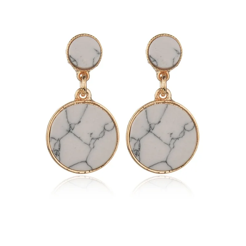 Новые модные серьги гвоздики Hyperbole с искусственным мрамором и круглым узором