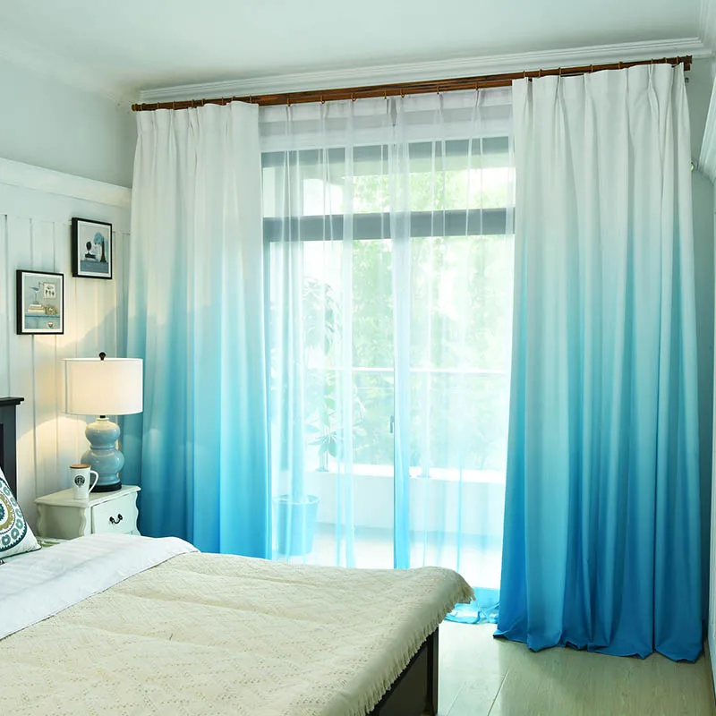 blackout curtains нитевые шторы в комнату шторы на окно декоративные шторы нитяные шторы на окно гардина шторы портьеры блэкаут шторы для гостиной - Цвет: blue curtains