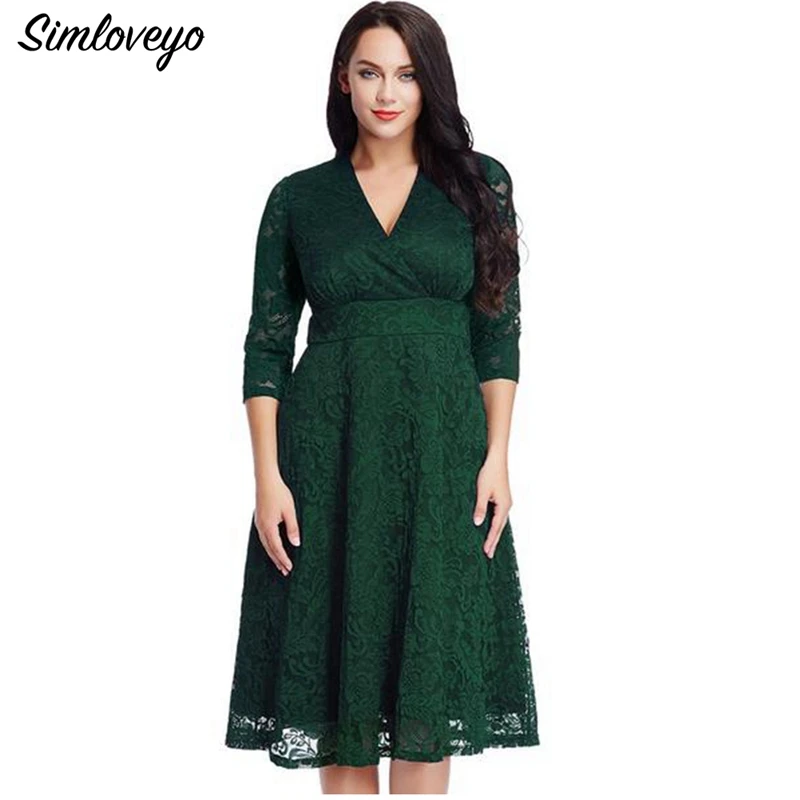SIMLOVEYO 5XL кружевное длинное платье макси с V образным вырезом женское элегантное