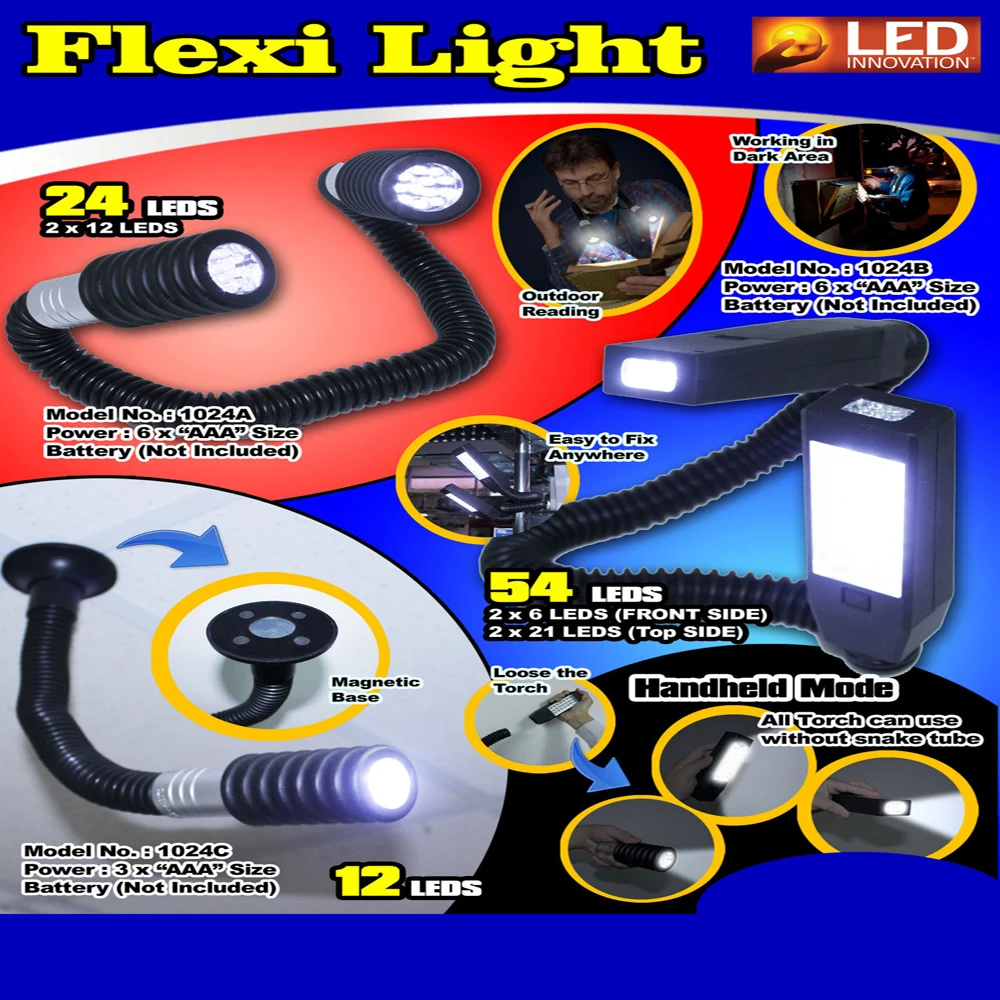 

360 Flexi Light Creativity LED Flashlight For Reading Outdoor Working Snake TUBE Lighting 24 LED Light