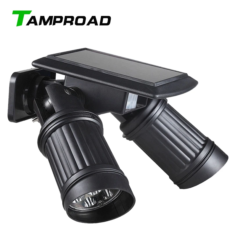 TAMPROAD Super Bright 14 LEDs Spotlight Outdoor Solar PIR Motion Sensor Wall Light Adjustable 180 Dual Heads LED Security Lamp | Лампы и